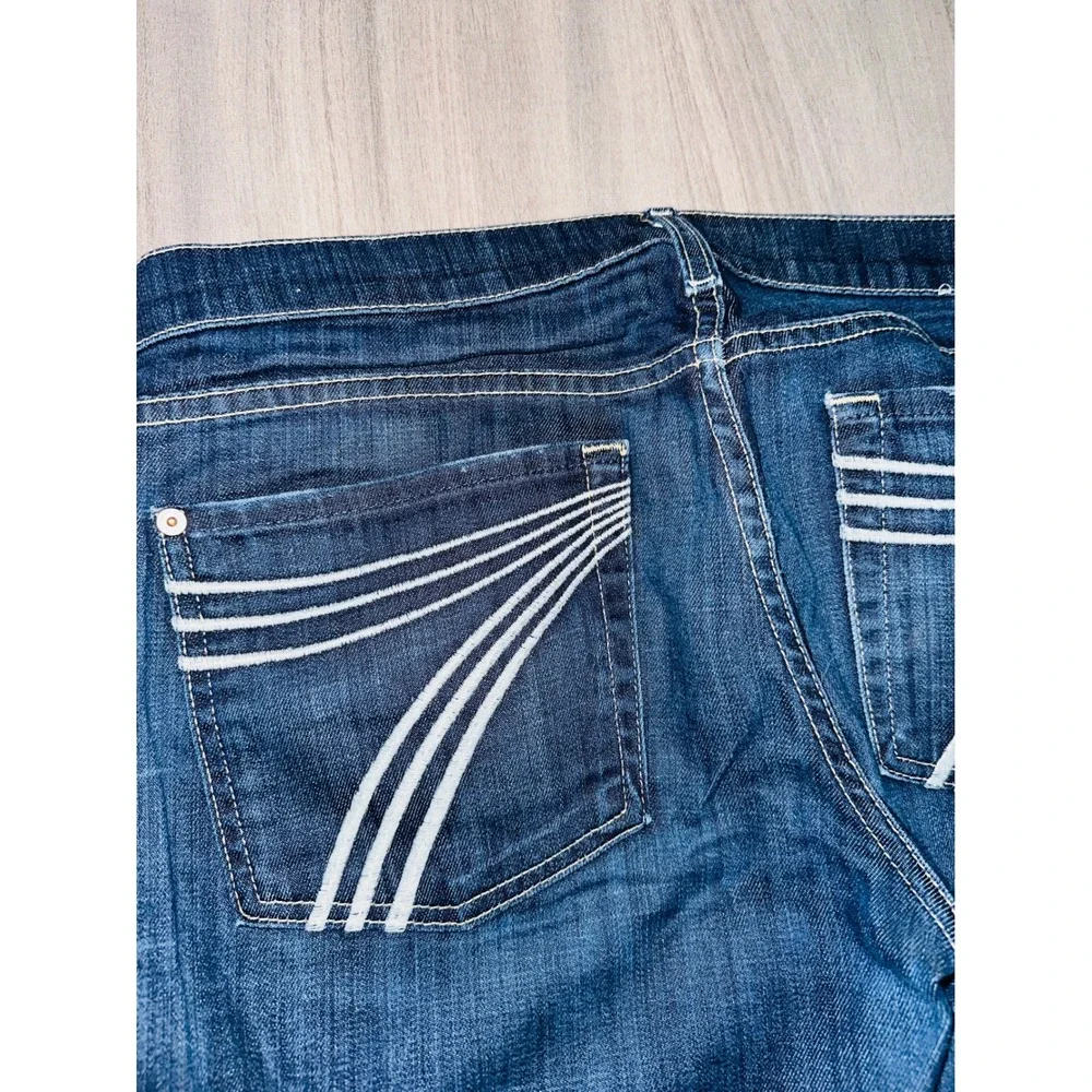 WB3 7 For All Mankind Dojo Jeans Womens 31 Dark Wash Wide‎ Leg Flare USA Y2K - Picture 5 of 9